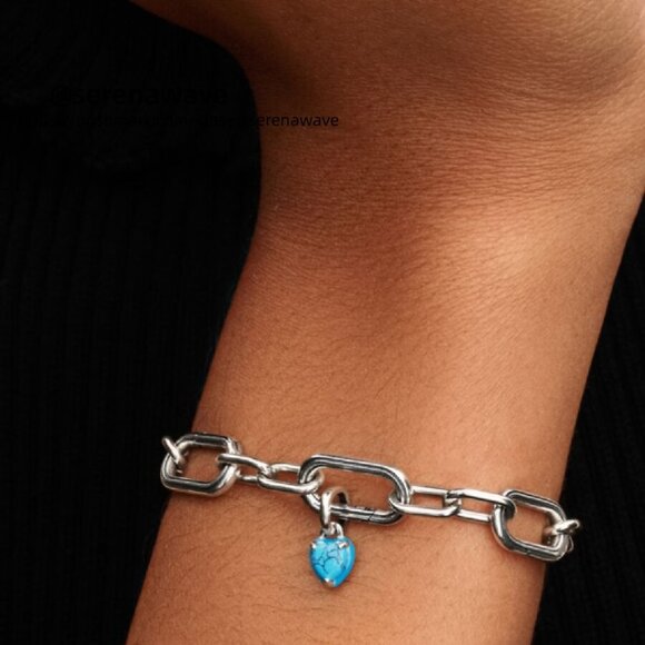 Pandora Turquoise-colored Heart Mini Dangle Charm - Picture 2 of 2